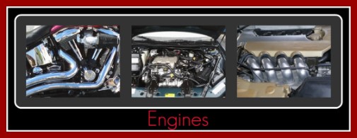 A collection of engines from customers vehicles and motorcycles that have been detailed by Fifty Dollar Detail, Ridgefield, WA.
